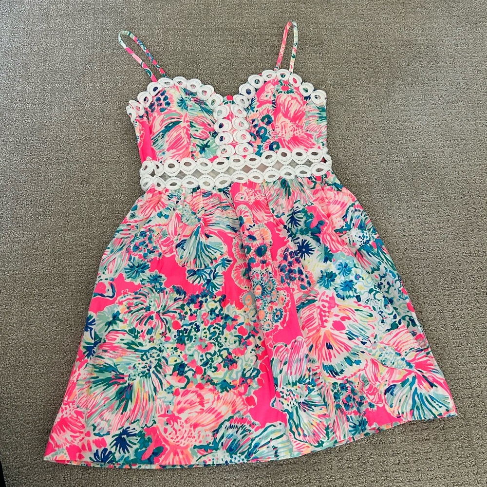 Lilly Pulitzer Vibrant Pink and Blue Floral Dress